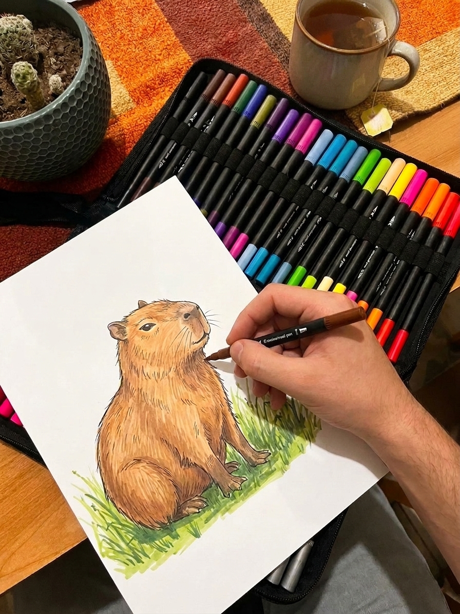 Ilustración de carpincho hecha con BRILL